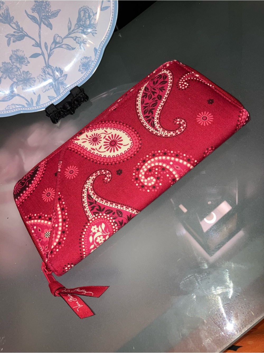 Vera Bradley Red Paisley Zip-Around Wallet
